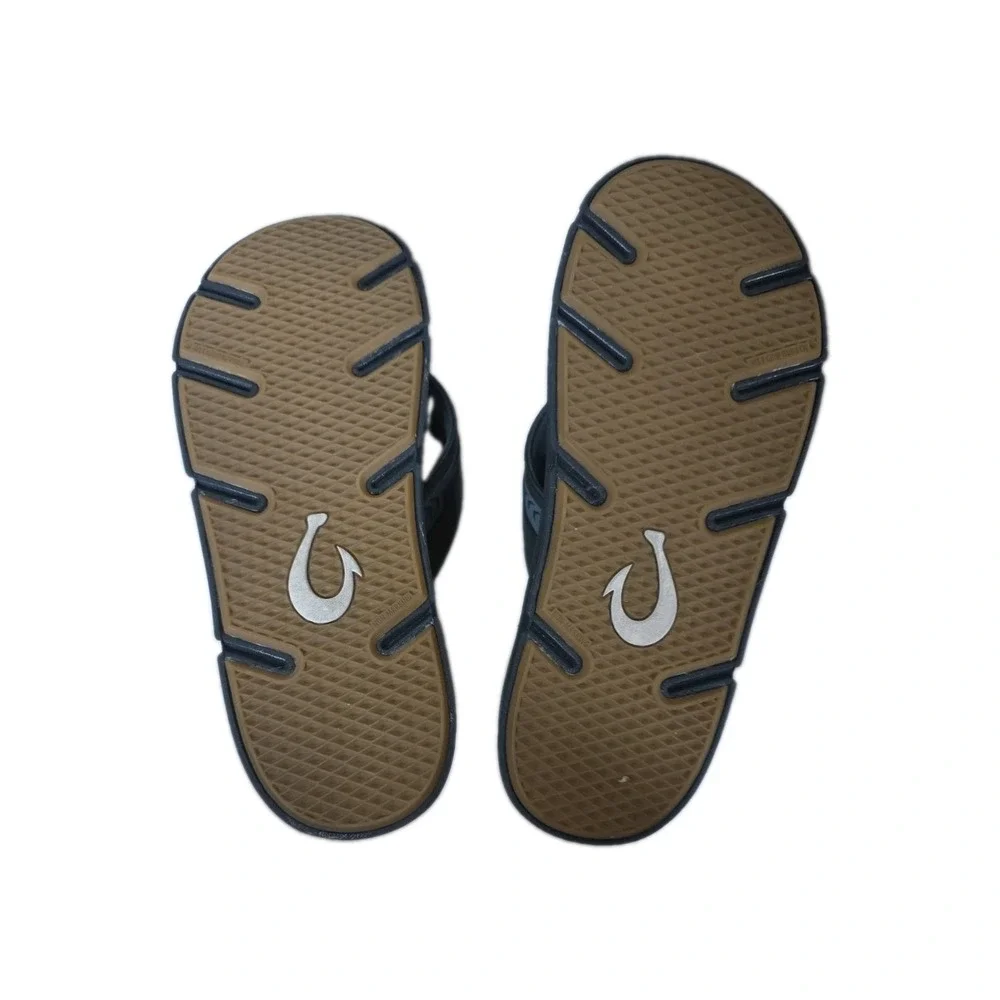 OluKai Akeu Mens Sandals Size 10 Black Beach Flip Flops